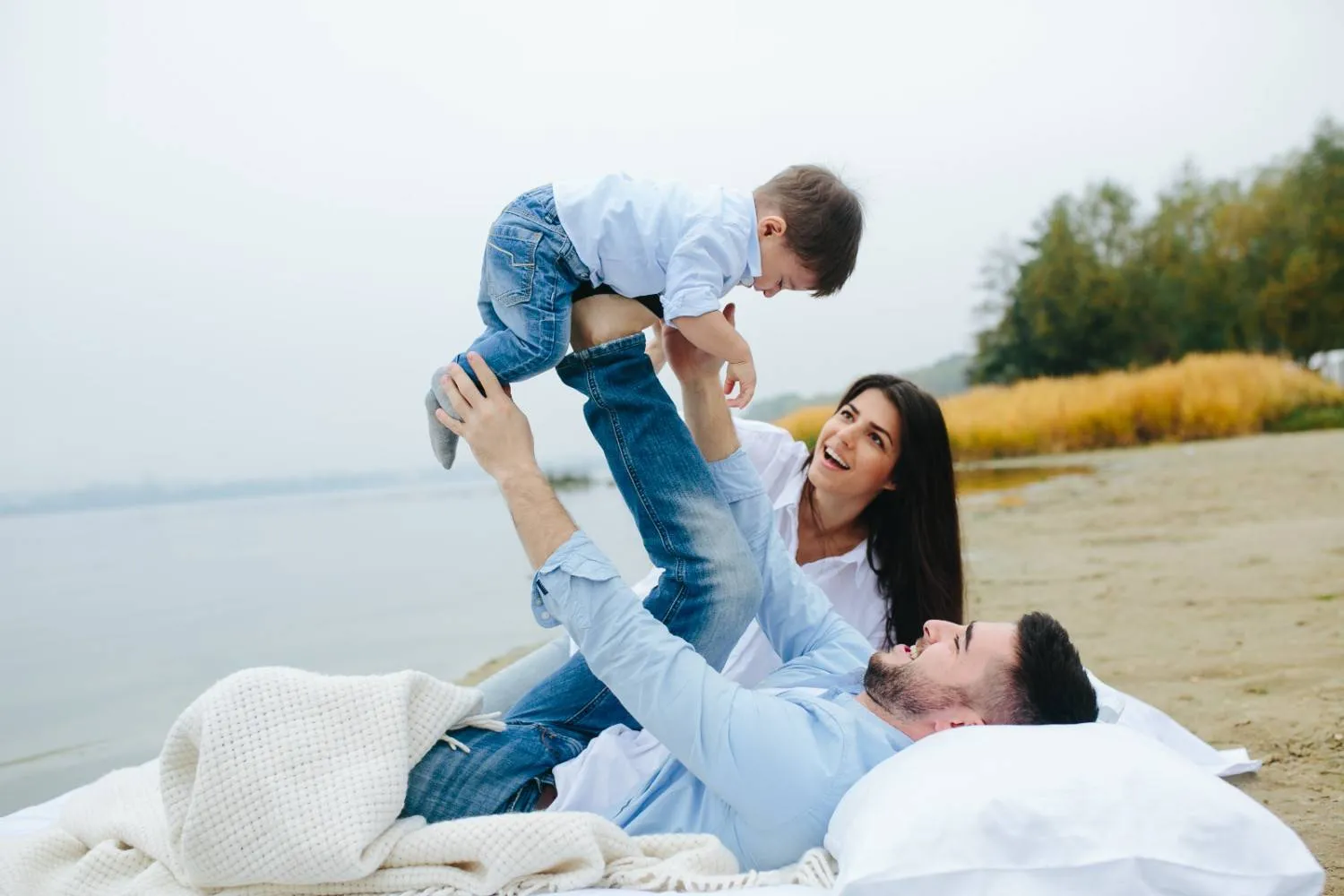 Family enjoying time at home